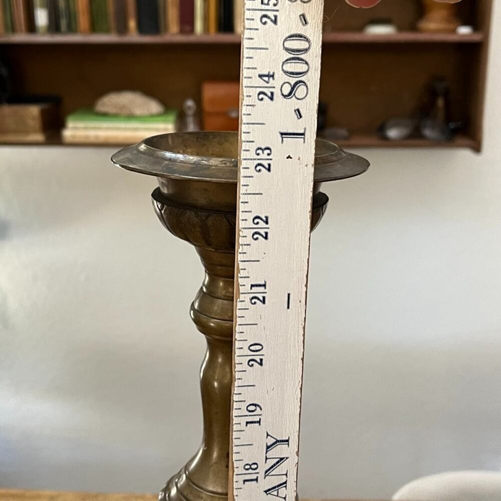 Antique Brass Ornate Candle Holder 23" Tall Baroque Style - Picture 4 of 12